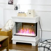 Caminetto Elettrico a 10 Colori con Spegnimento Automatico e Timer da 12h, 61x28x66.5 cm, Bianco