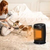 Stufetta Elettrica Ceramica Oscillante a 60°, Aria e Temperatura Regolabili 6-38°C, Potenza 900W/1500W, 19.5x14.8x28cm, Nero