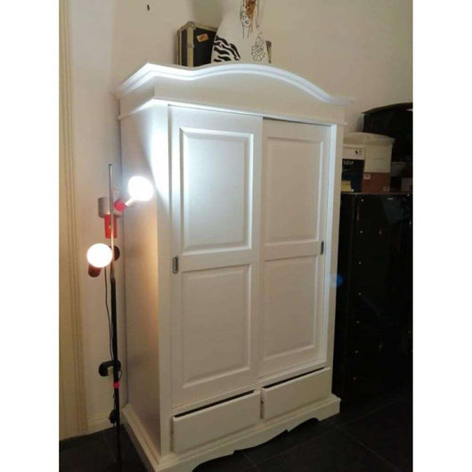 Armadio appendiabiti con bastone e 2 ante arte povera in legno massello e mdf con rifinitura in noce 107x55x197 H