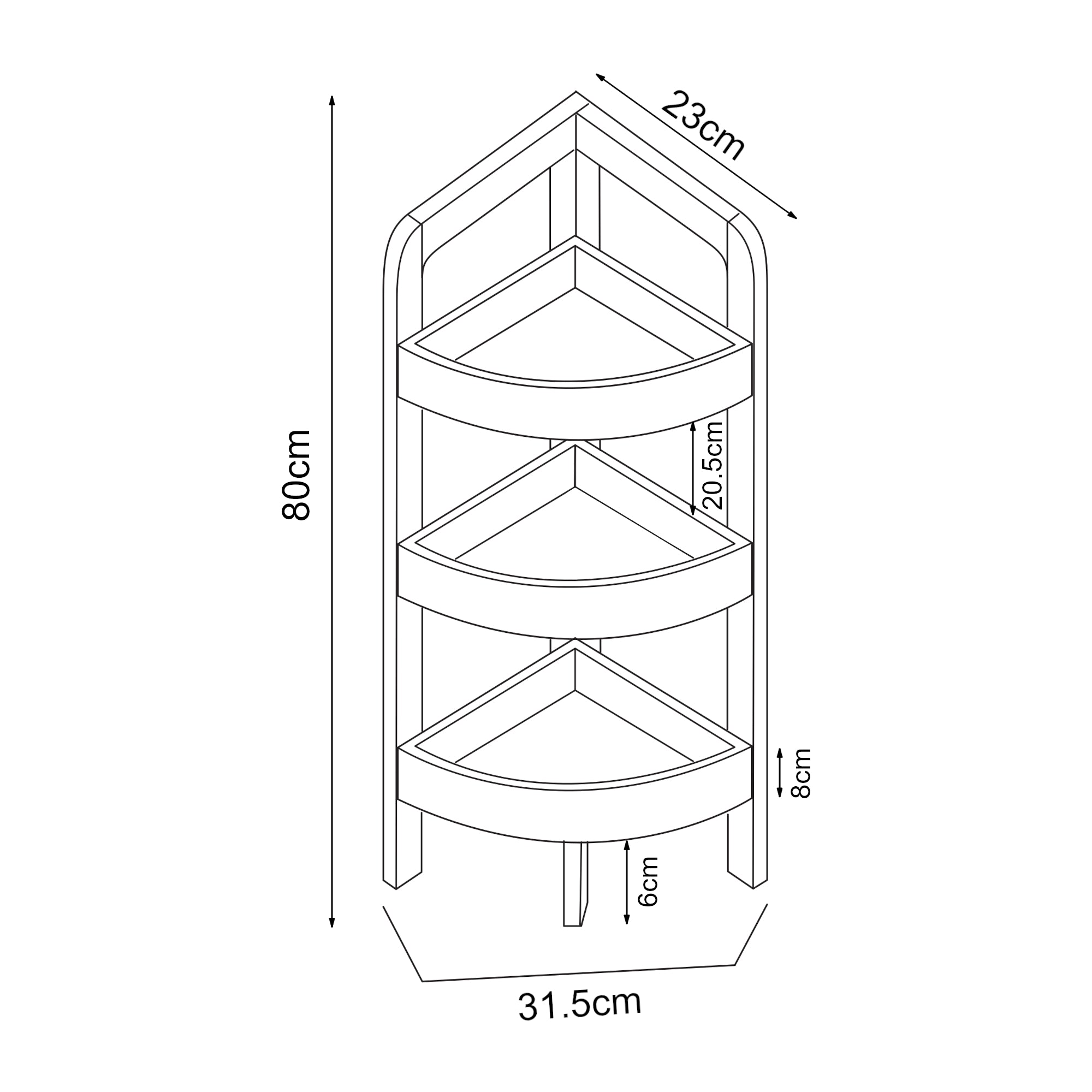 Scaffale Angolare da Terra Tervola 80x23x23 cm Nero / Naturale [en.casa]