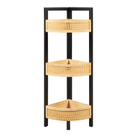 Scaffale Angolare da Terra Tervola 80x23x23 cm Nero / Naturale [en.casa]