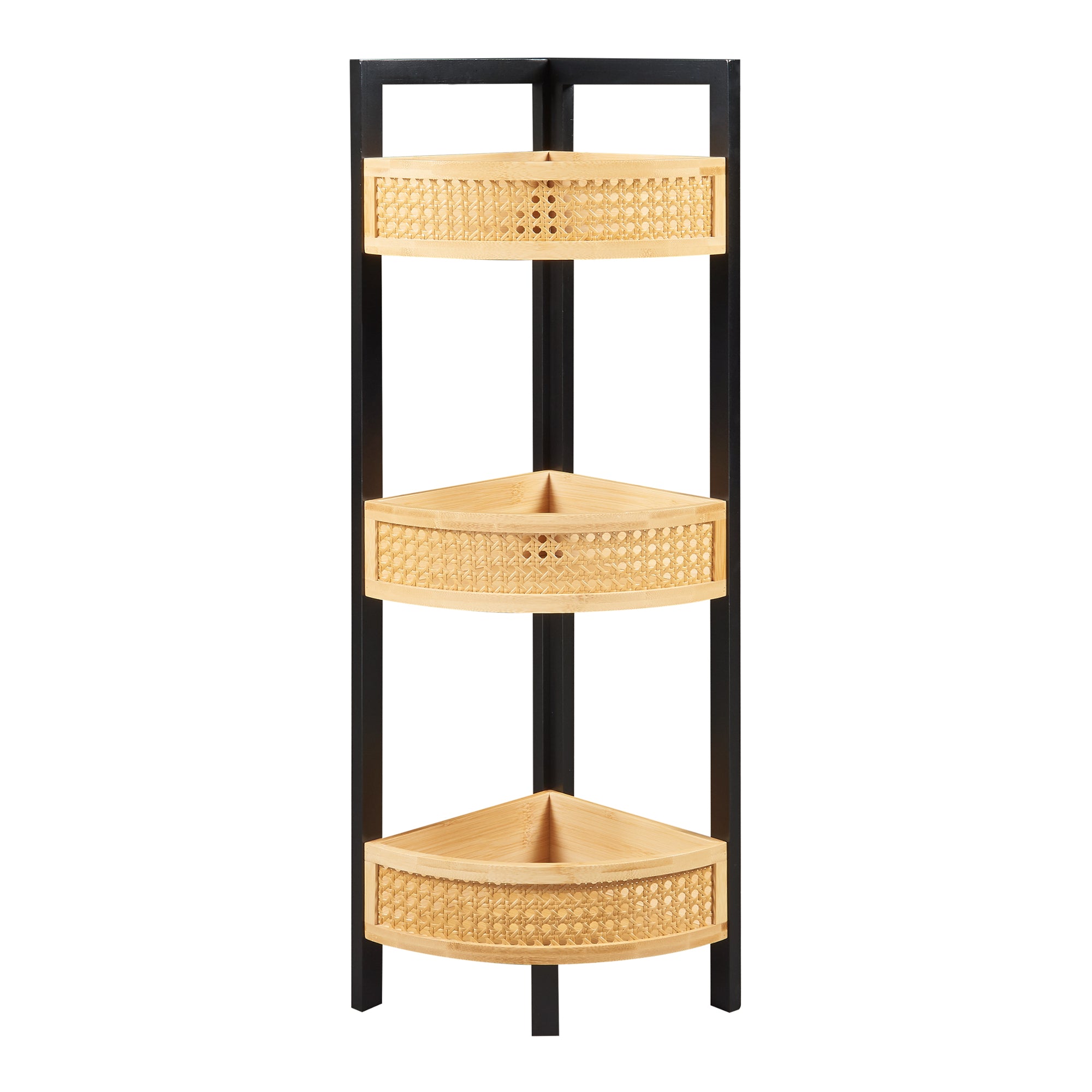 Scaffale Angolare da Terra Tervola 80x23x23 cm Nero / Naturale [en.casa]