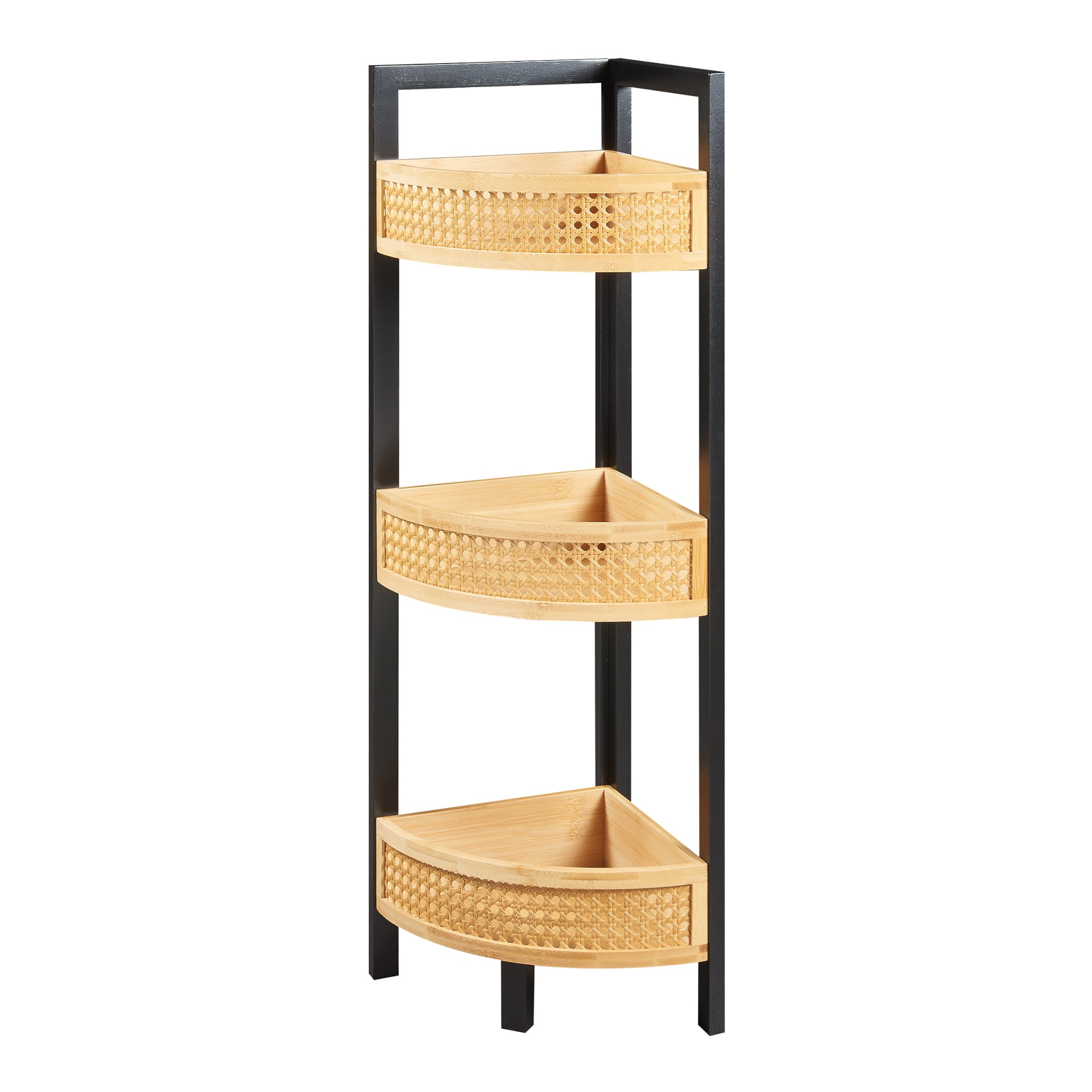 Scaffale Angolare da Terra Tervola 80x23x23 cm Nero / Naturale [en.casa]