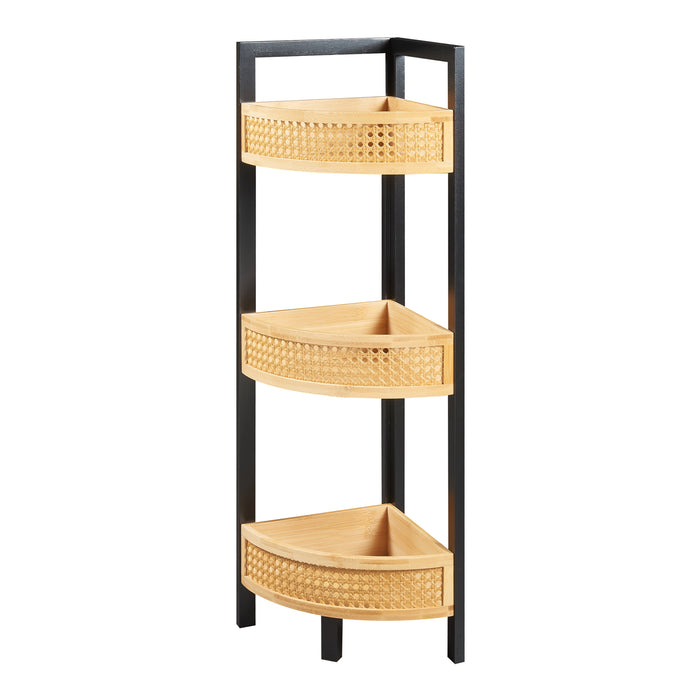 Scaffale Angolare da Terra Tervola 80x23x23 cm Nero / Naturale [en.casa]