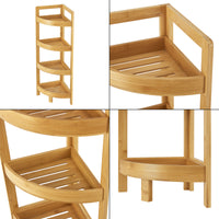 Scaffale Angolare in Bambù 'Lestijärvi' Mobiletto Basso a 4 Ripiani con Bordi Laterali [en.casa]