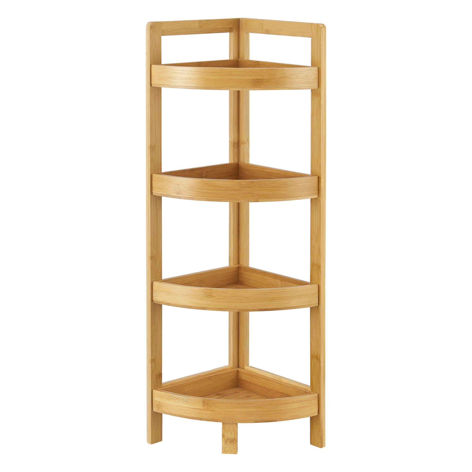 Scaffale Angolare in Bambù 'Lestijärvi' Mobiletto Basso a 4 Ripiani con Bordi Laterali [en.casa]