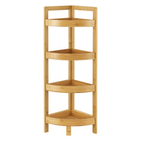 Scaffale Angolare in Bambù 'Lestijärvi' Mobiletto Basso a 4 Ripiani con Bordi Laterali [en.casa]