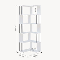Scaffale Angolare Afrel con 5 Ripiani Aperti 160 x 54 x 54 cm - Bianco [en.casa]