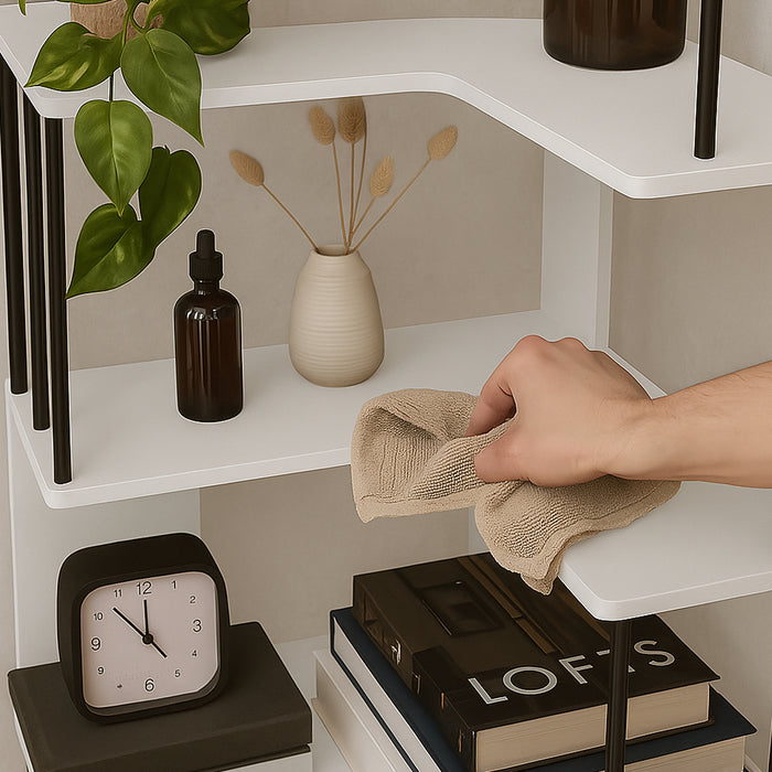 Scaffale Angolare Afrel con 5 Ripiani Aperti 160 x 54 x 54 cm - Bianco [en.casa]