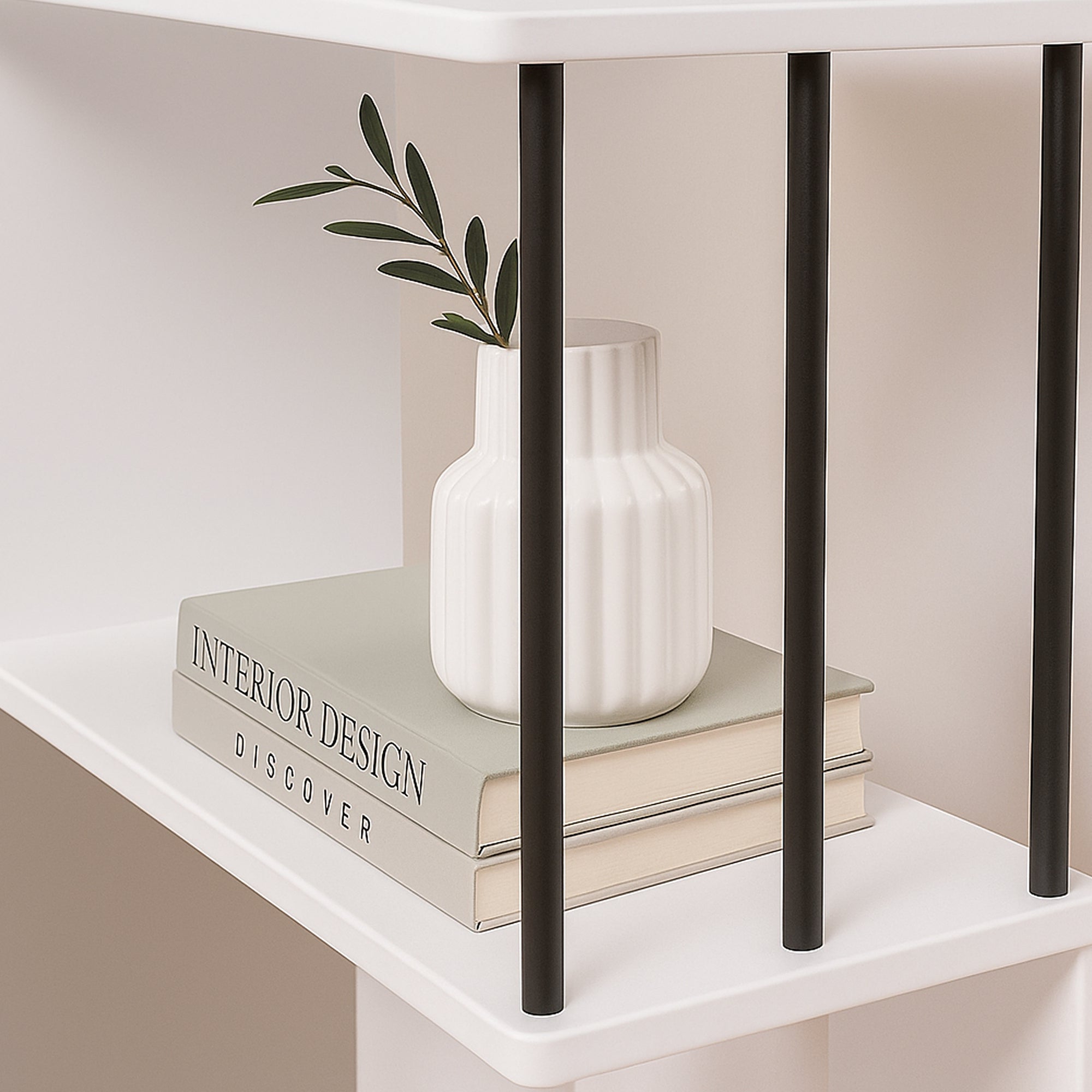 Scaffale Angolare Afrel con 5 Ripiani Aperti 160 x 54 x 54 cm - Bianco [en.casa]