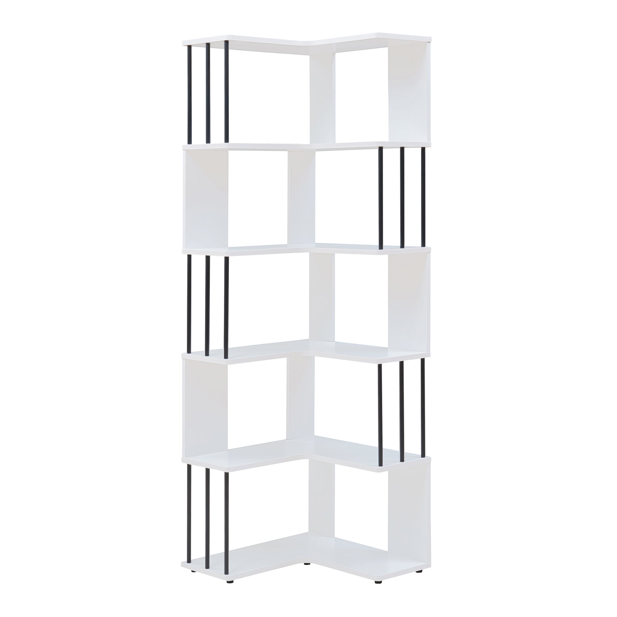 Scaffale Angolare Afrel con 5 Ripiani Aperti 160 x 54 x 54 cm - Bianco [en.casa]