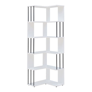 Scaffale Angolare Afrel con 5 Ripiani Aperti 160 x 54 x 54 cm - Bianco [en.casa]