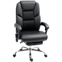 Sedia da Ufficio Massaggiante e Riscaldata con Schienale Reclinabile e Poggiapiedi in Pelle PU, Nero