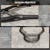 Set 2 Cavalletti Alzamoto Regolabili a Triangolo in Acciaio con Rotelle e Forcelle a U e L, Nero