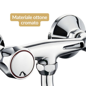 Rubinetto a muro down canna a esse in ottone cucina con erogazione orientabile *** confezione 1