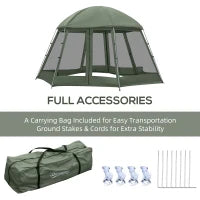 Tenda da Campeggio a 2 Ingressi per 6-8 Persone con Borsa, Funi e Picchetti, 493x493x240 cm, Verde