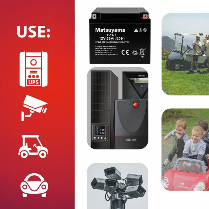 Batteria al piombo matsuyama 12v 26ah hz177 per prestazioni elevate