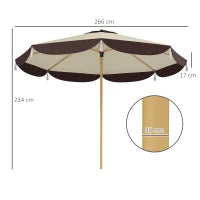 Ombrellone da Giardino Ø2.6 m con Copertura UV50+, Presa d'Aria e 8 Stecche, Beige