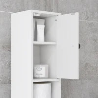 kleankin Mobile Colonna Bagno con Cassetto, 2 Armadietti e 4 Ripiani Aperti, in Legno, 20x20x180 cm, Bianco