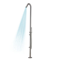 Colonna doccia da esterno betulla a pavimento inox spazzolato con lava piedi *** finitura- spazzolato, confezione 1