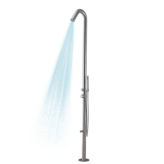 Colonna doccia da esterno betulla a pavimento inox spazzolato con lava piedi *** finitura- spazzolato, confezione 1