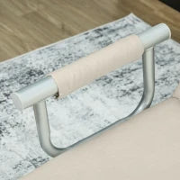 Divano letto 2 posti con schienale regolabile e 2 cuscini, rivestimento in tessuto effetto scamosciato, Beige