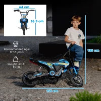 Moto Elettrica per Bambini 24V 250W, 6–16 km/h, Ruote Ø30,5 cm, Blu