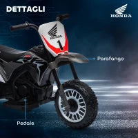 Moto da Cross Elettrica per Bambini Licenza Honda CRF450RL a 3 Ruote con Clacson, 71x40.5x43.5 cm, Grigio