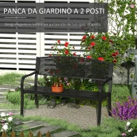 Panchina da Esterno Panca da Giardino Max 240kg Metallo 127 × 60 × 85cm Nero