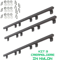 Kit 3 cremagliere da 1 metro per cancelli scorrevoli in nylon m4 crm2
