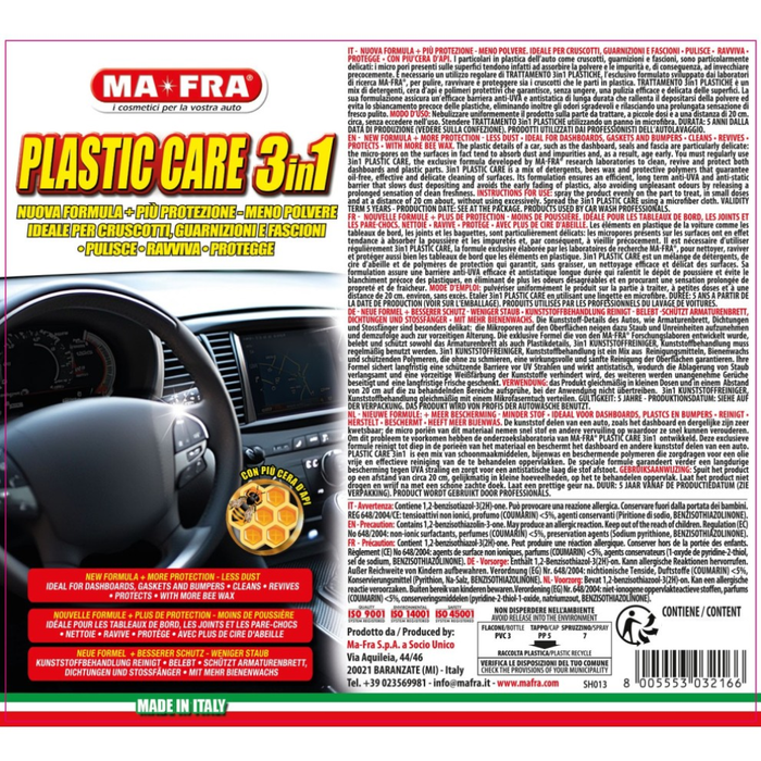 Trattamento 3in1 plastiche 500 ml pulizia ravvivo e protezione per auto