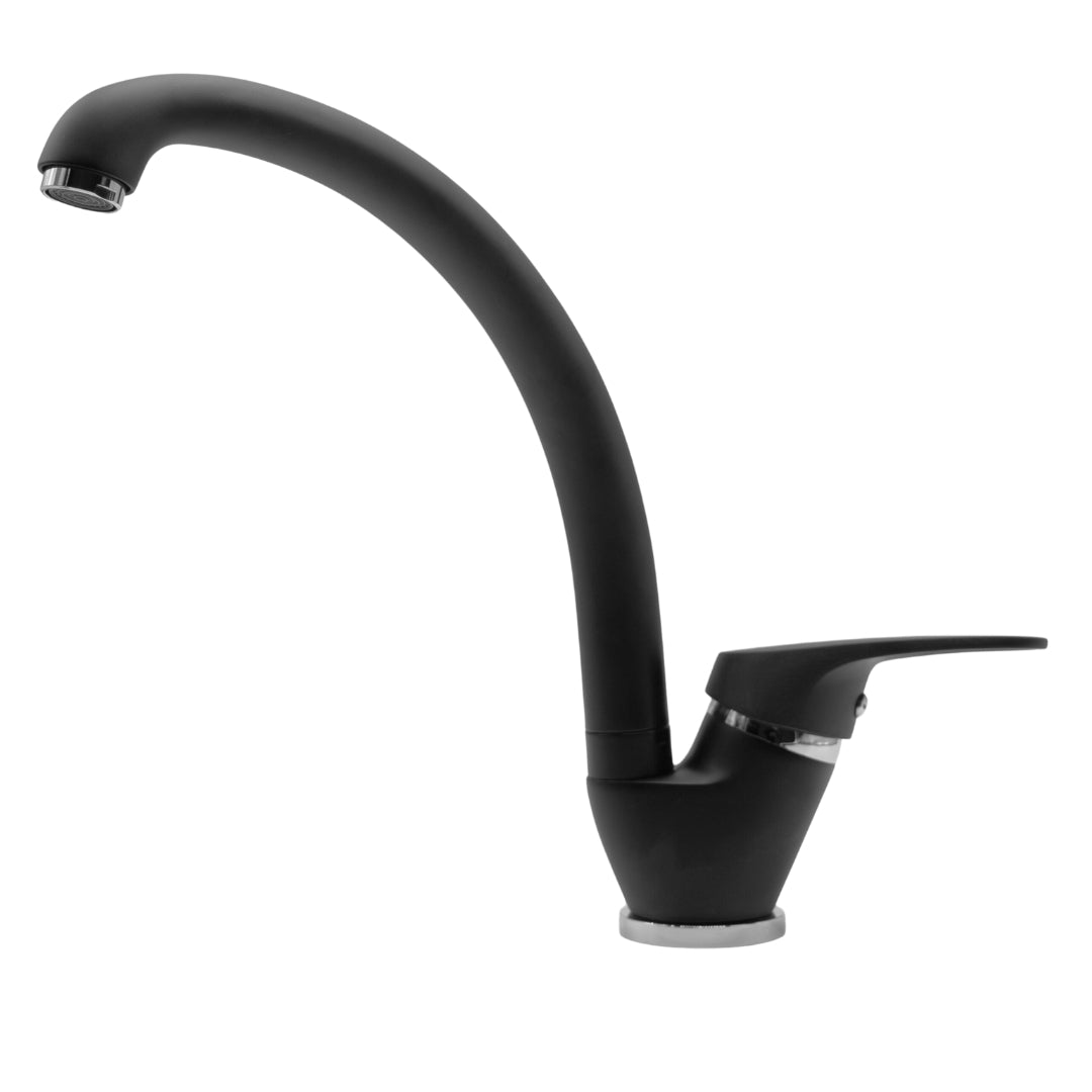 Ogomondo set 2 pezzi miscelatore nero oslo orientabile in ottone per lavello cucina