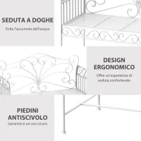 Panchina da Esterno a 2 Posti , Panchina Biposto da Giardino Stile Romantico Ferro 113.5 x 50 x 96cm Bianco
