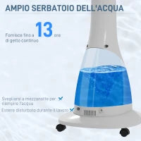 Ventilatore Nebulizzatore con Serbatoio 3L, 3 Modalità e 3 Velocità, 44.5x38.5x120 cm, Bianco e Nero