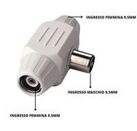 Adattatore triplo per cavi tv presa/presa/spina 9,5mm