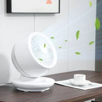 Ventilatore da Tavolo 3 Velocità, Oscillazione 70° e Inclinazione 90°, 27x27x34cm, Bianco e Nero