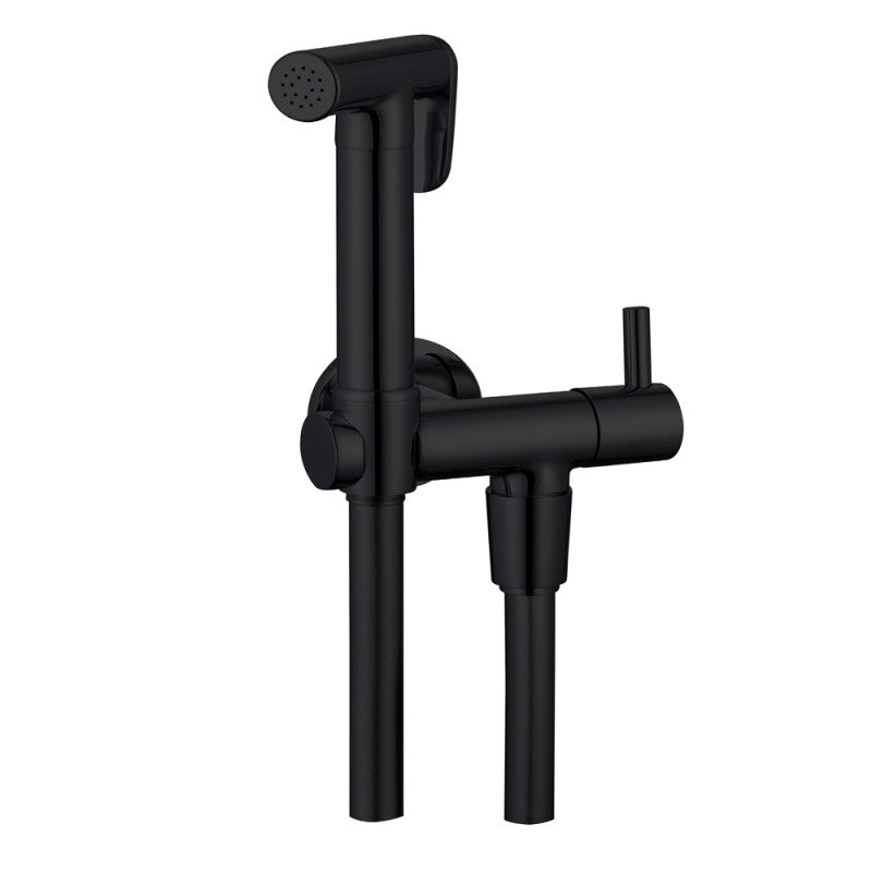 Kit idroscopino nero tondo doccetta per wc portatile shut-off monogetto con leva