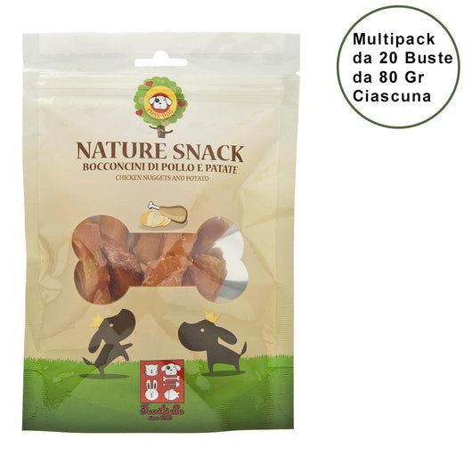 Nature snack per cani ferribiella bocconcini di pollo e patate confezione da 20 buste da 80 gr