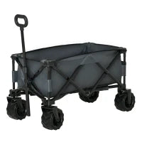 Carrello da Giardino Carico max 70kg con Maniglia Telescopica, in Metallo e Tessuto Oxford, 108x55 cm, Grigio