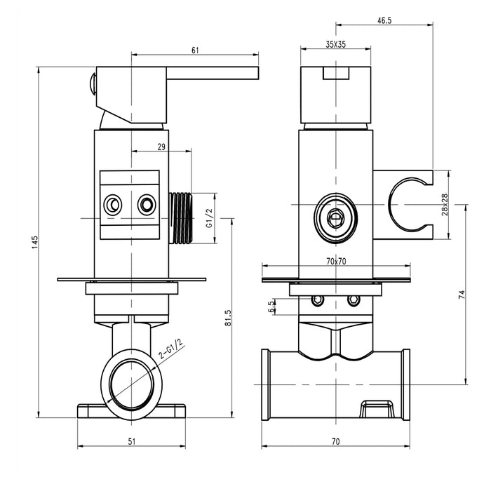Ogomondo kit idroscopino acqua calda e fredda shut-off azionamento a leva ottone *** finitura- nero quadro, confezione 1