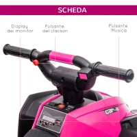 Quad Elettrico per Bambini 12V, 2 Velocità, Ruote Larghe con Clacson e Fari LED, Età 3-5 Anni, Rosa