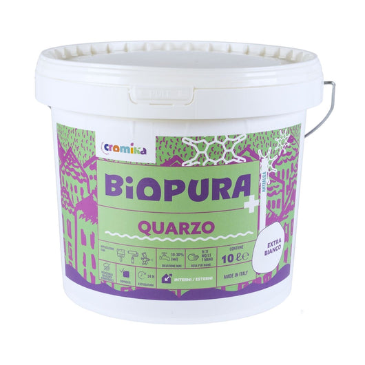 Pittura quarzo antialga interni esterni finitura opaca linea biopura cromika *** formato 10 lt, confezione 1