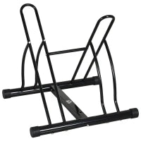 Rastrelliera da Terra per 2 Biciclette con Pneumatici fino 6.5 cm, Telaio Orientabile in Acciaio Nero, 60x54x57cm