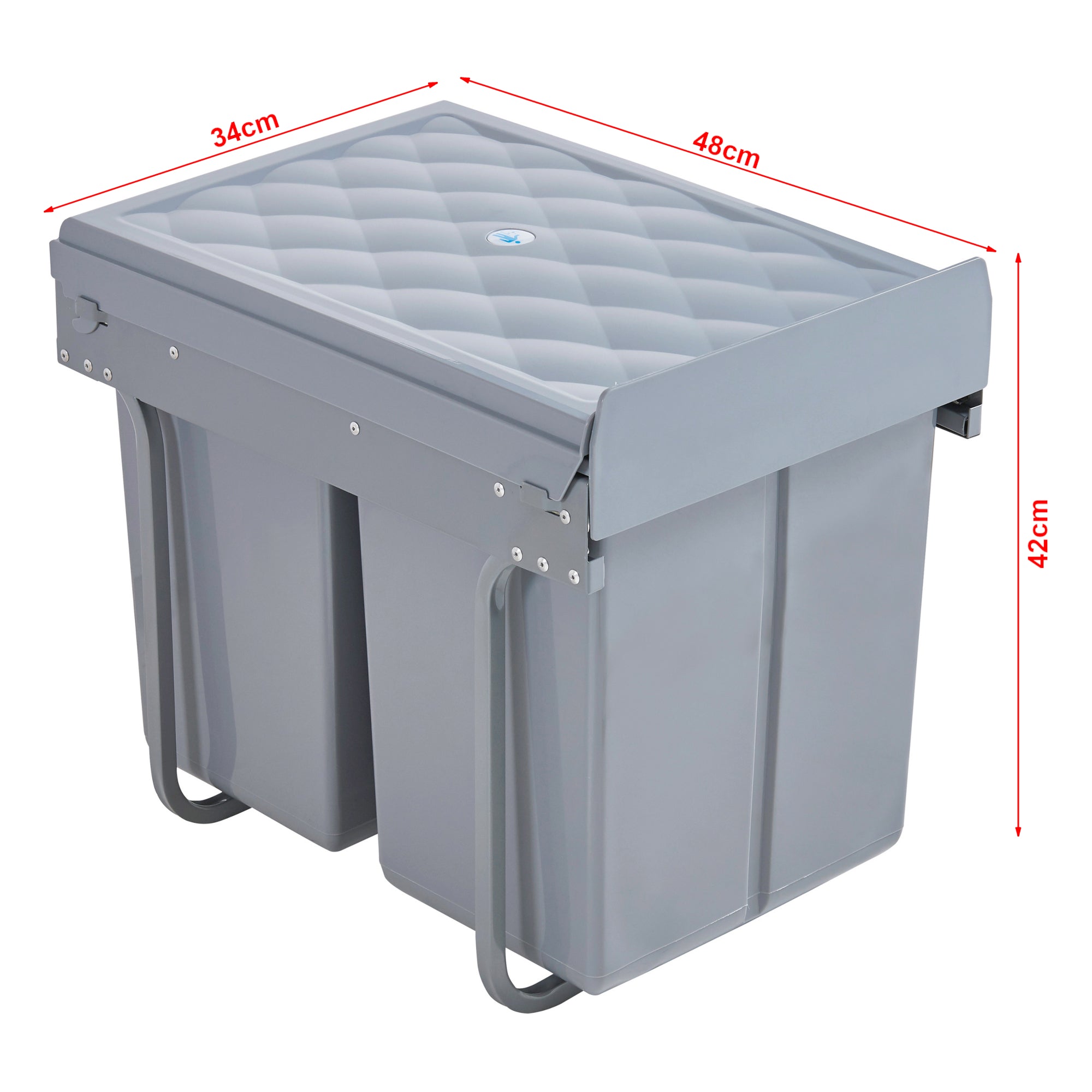 Pattumiera Estraibile Froland con 2 Bidoni Sotto Lavello 2 x 20 L Grigio [en.casa]