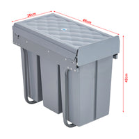 Pattumiera Estraibile Froland con 3 Bidoni Sotto Lavello 3x 10 L Grigio [en.casa]