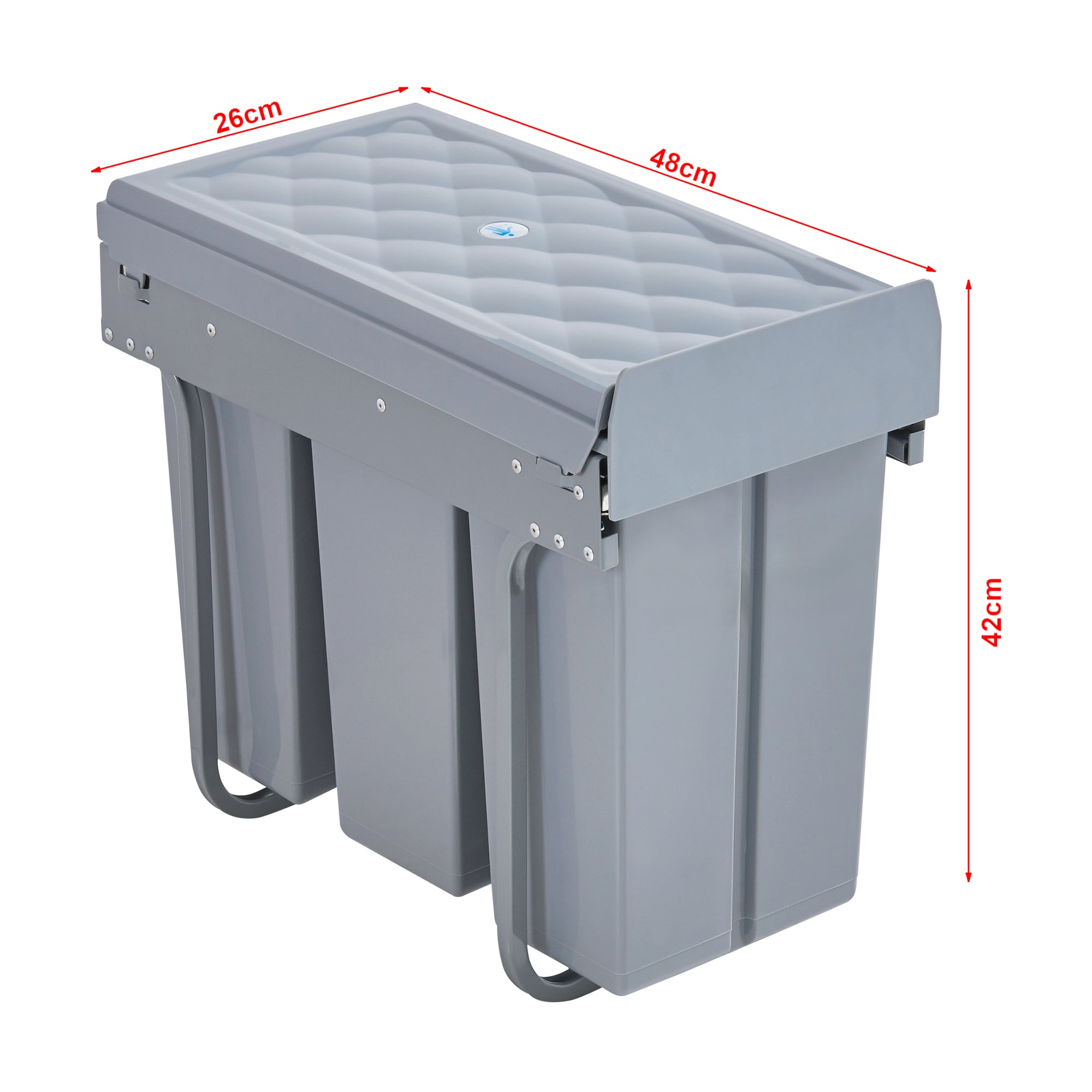 Pattumiera Estraibile Froland con 3 Bidoni Sotto Lavello 3x 10 L Grigio [en.casa]