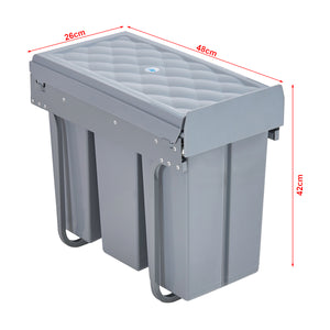 Pattumiera Estraibile Froland con 3 Bidoni Sotto Lavello 3x 10 L Grigio [en.casa]