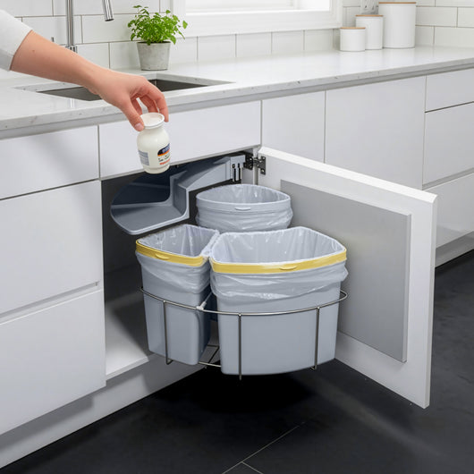 Pattumiera ad Incasso Kollby con 3 Contenitori Estraibili 2x12L+1x6L Apertura Automatica - Grigio [en.casa]