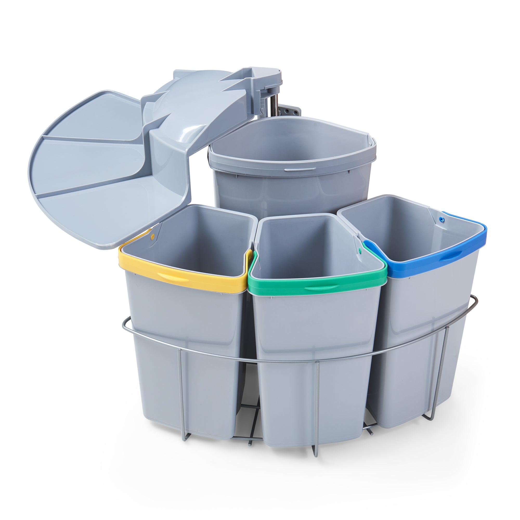 Pattumiera ad Incasso Kollby con 4 Contenitori Estraibili 1x12L+3x6L Apertura Automatica - Grigio [en.casa]