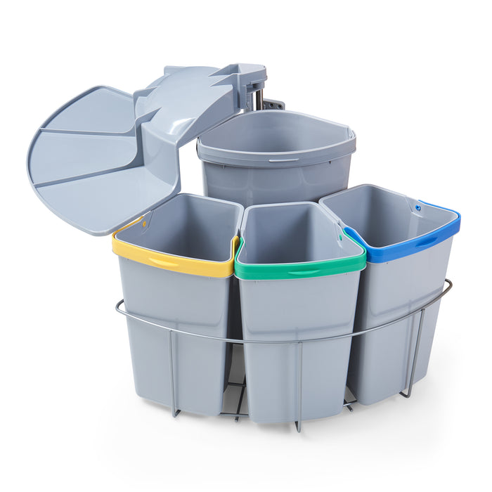 Pattumiera ad Incasso Kollby con 4 Contenitori Estraibili 1x12L+3x6L Apertura Automatica - Grigio [en.casa]